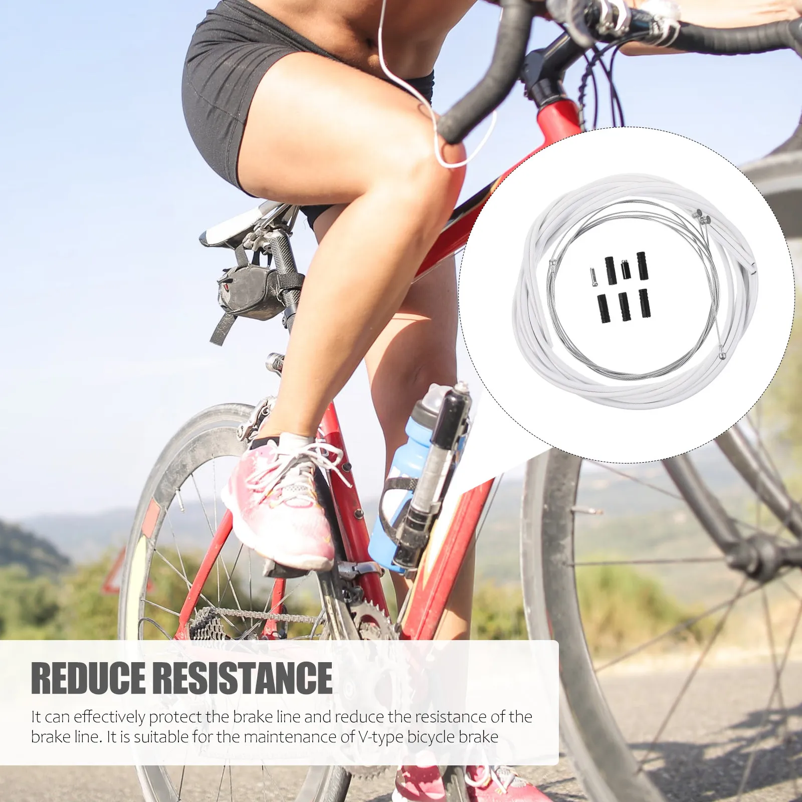 

1Set Bike Brake Cable Housing Plastic Rust Resistant Smooth Operation Brake Cable Kit for Mountain Road Foldable Bikes