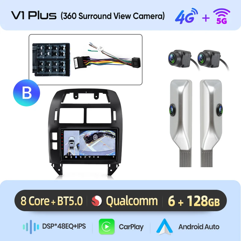 Junsun Draadloze CarPlay Android Auto Autoradio Voor VW Volkswagen Polo Mk4 2001-2011 GPS Multimedia 2 din