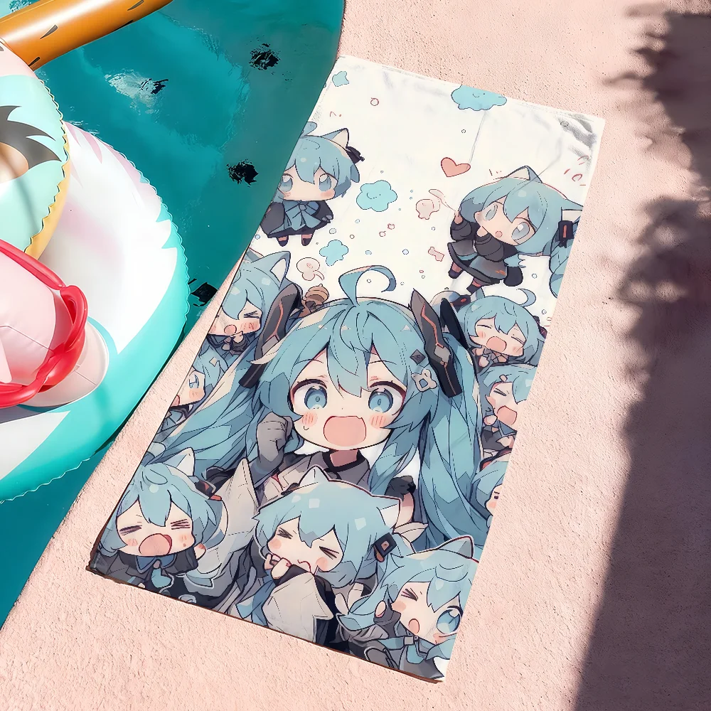 1 piece bath towel Anime Lovely Towel Quick Dry Soft Yoga Swimming Fitness Mountain Climbing M-Mikus-S Girl Large Beach Towels