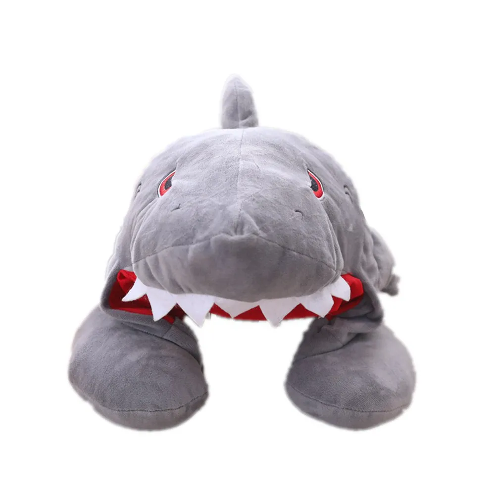 

Подушка для шеи с капюшоном, большая, мягкая, удобная, для путешествий, для самолета, автомобиля, поезда, для сна, в виде шапки-акулы, мультяшный головной убор