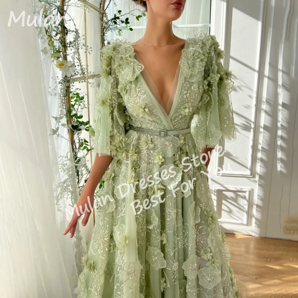

Customized Luxury Green Long Prom Dresses for Women V-Neck Floor-Length A-Line Special Events Evening Birthday Ball Gowns 2025