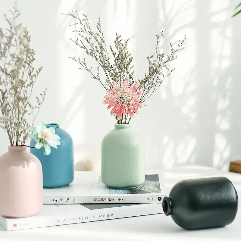 Vase Decoration living room flower arrangement small fresh dry flower vase simple modern ceramic handmade flower ware table