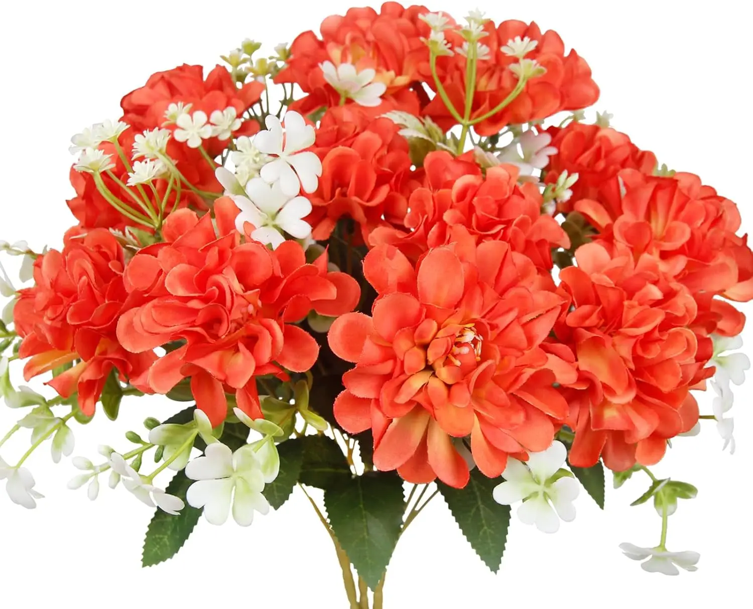 

3 Pcs Artificial Flowers for Outdoors Orange Faux Geraniums Bush UV Resistant Artificial Topiary Potted Silk Flowers Outdoor for