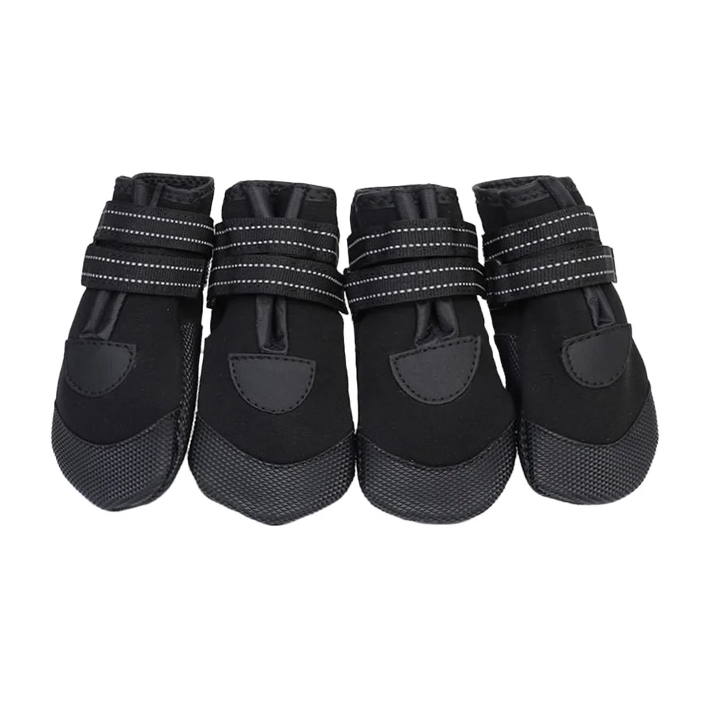

4Pcs Waterproof Warm Dog Boots Non-Slip Reflective Elastic Band Winter Shoes for Pet Dogs Small Big