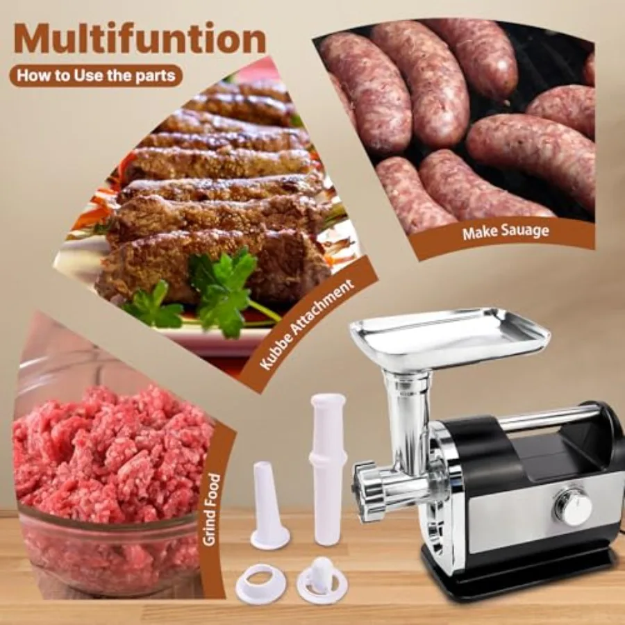 Электрическая мясорубка Макс. 3200 Вт, сверхмощная электрическая мясорубка с набором колбас Kubbe и 4 нержавеющими сталью St