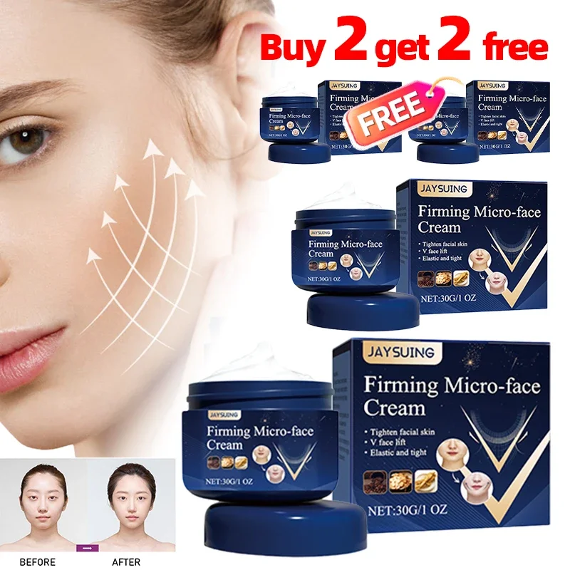 4Pcs Firming Micro-face Cream Face Lift Firming V Line Shape Slimming Facial Lifting Double Chin Tighten Fat Burning Skin Care