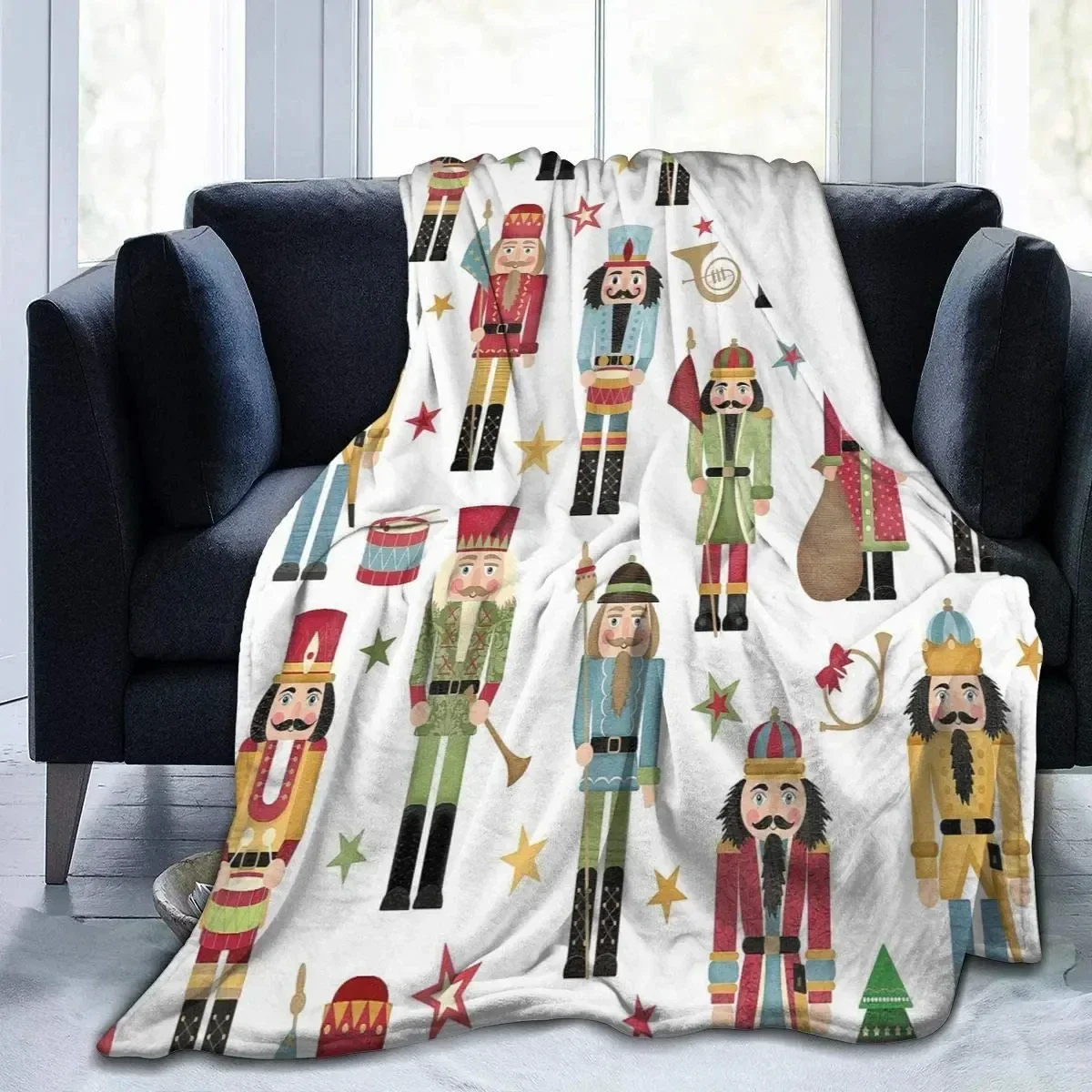 

Nutcracker Blanket Christmas Tree Print Throw Blanket Soft Fleece Blanket Lightweight Blankets for Couch Sofa Bed Home Decor