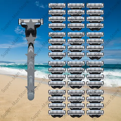 공장 도매 마하 3세대 남성용 면도기, 윤활 스트립 포함, 3중날 표면, 손잡이 포함 박스