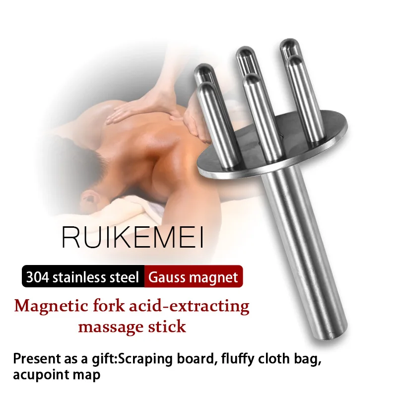 Six Heads Stainless Steel Metal Massage Body Back Leg Face Massage Stick Magnetic Acid Discharge Dredging Lymph Muscle Massage