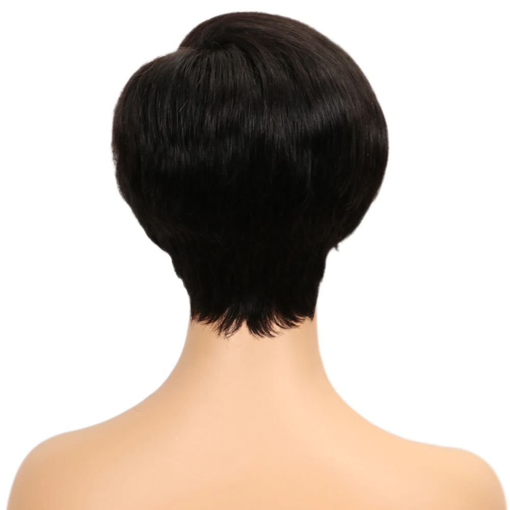 Lekker Black Short Pixie Cut Straight Bob 100% Human Hair Lace Wigs For Women Brazilian Remy Hair Glueless Colored Wigs image 5