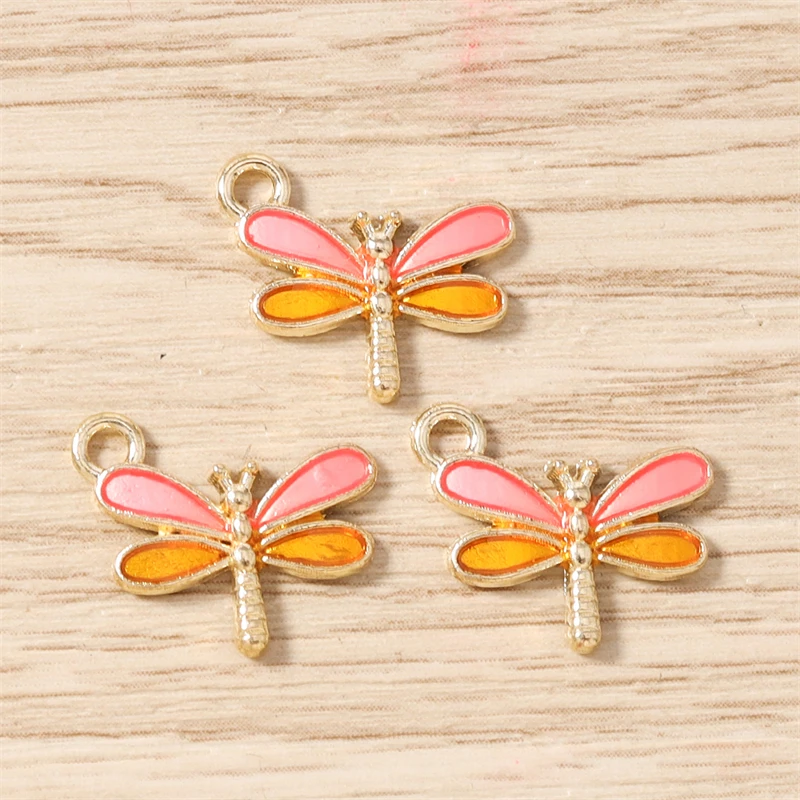 10 Stück 15 x 12 mm niedliche Emaille-Anhänger mit fliegender Libelle für die Herstellung von Halsketten, Ohrringen, Armbändern, DIY-Handwerk, Schmuckzubehör – Detail 5