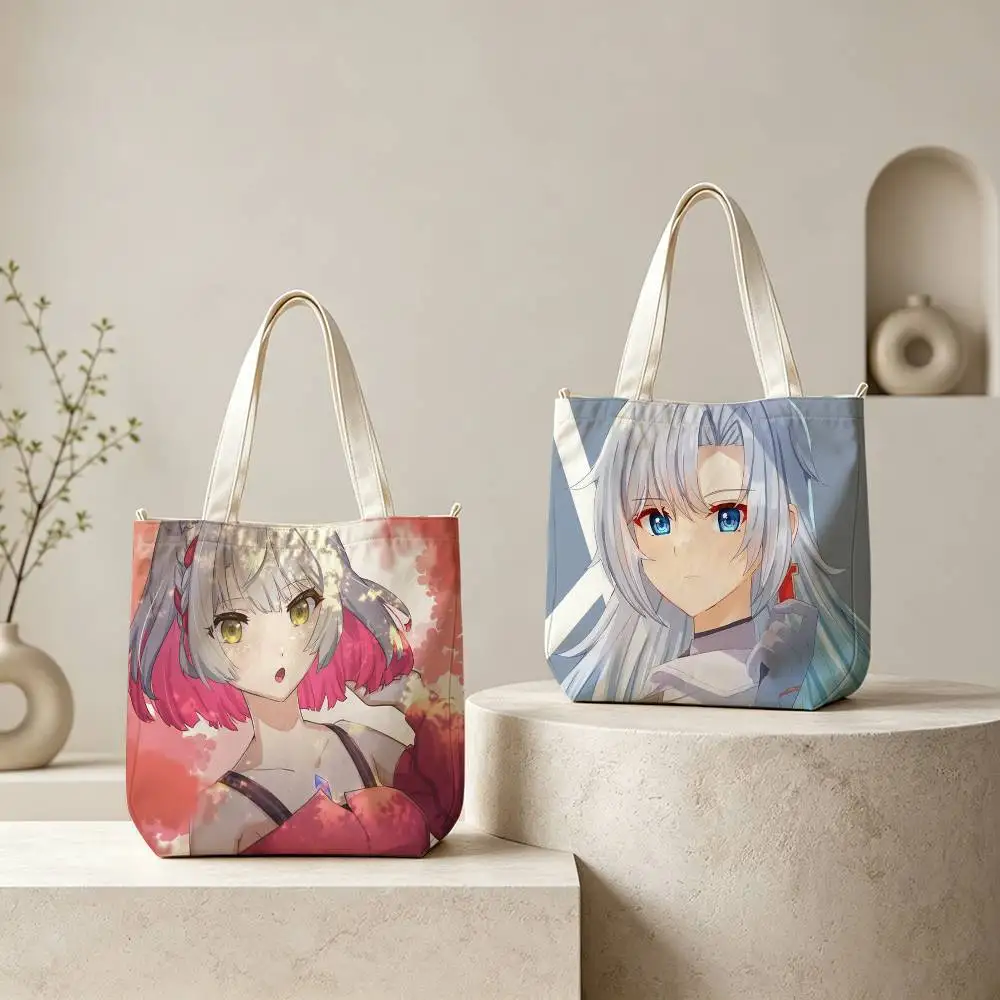 Game Xenoblade Chronicles 2 Tote Bag for Women Reusable Shopping Tote Bag Zippered Shoulder Bags Print