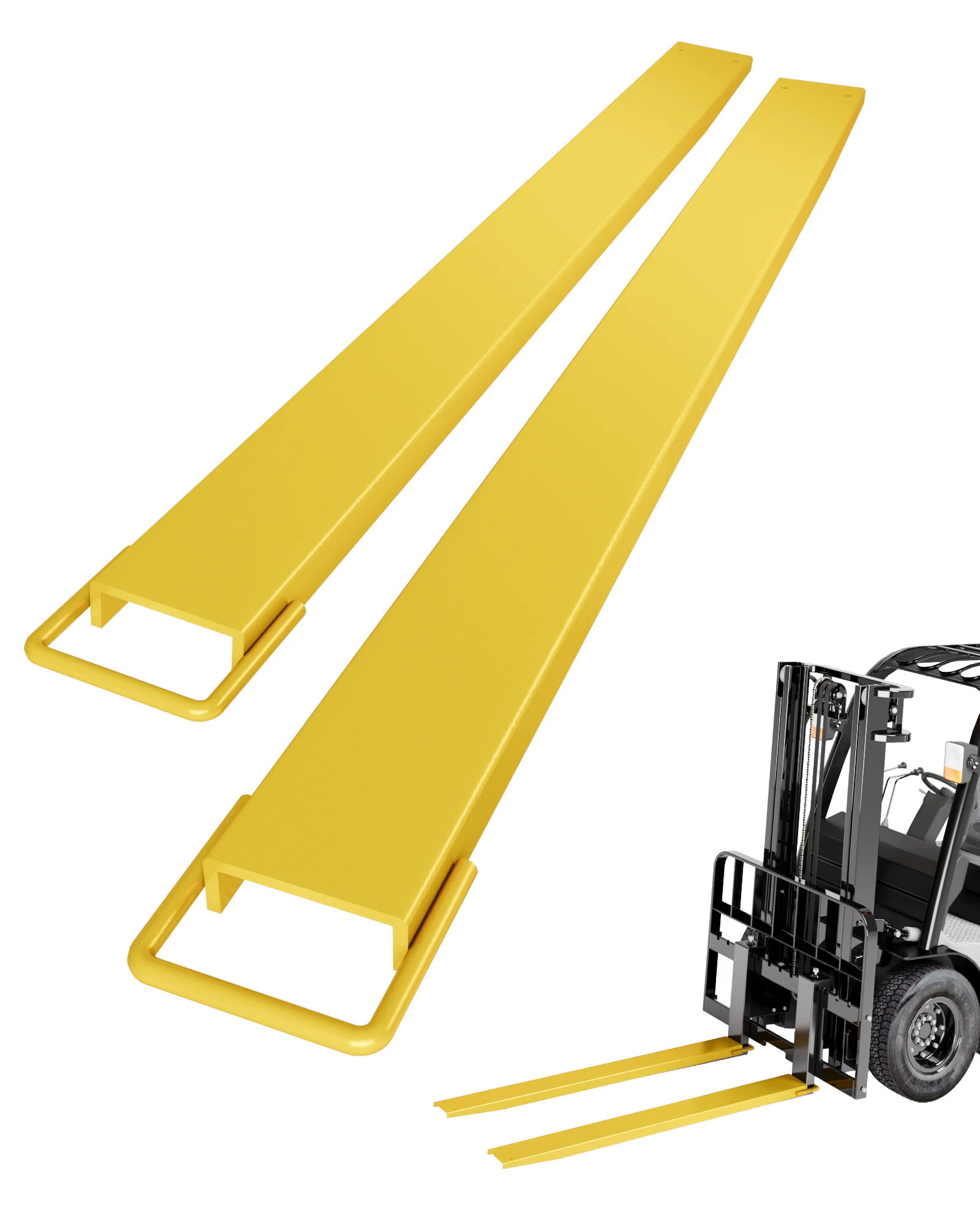 Forklift Fork Extensions Heavy Duty Steel Slip-On Pallet Fork Extenders, Secure Load Support for Lift Trucks, Extended Reach Fork Sleeves for Material Handling, Warehouse, Industrial and Construction Use