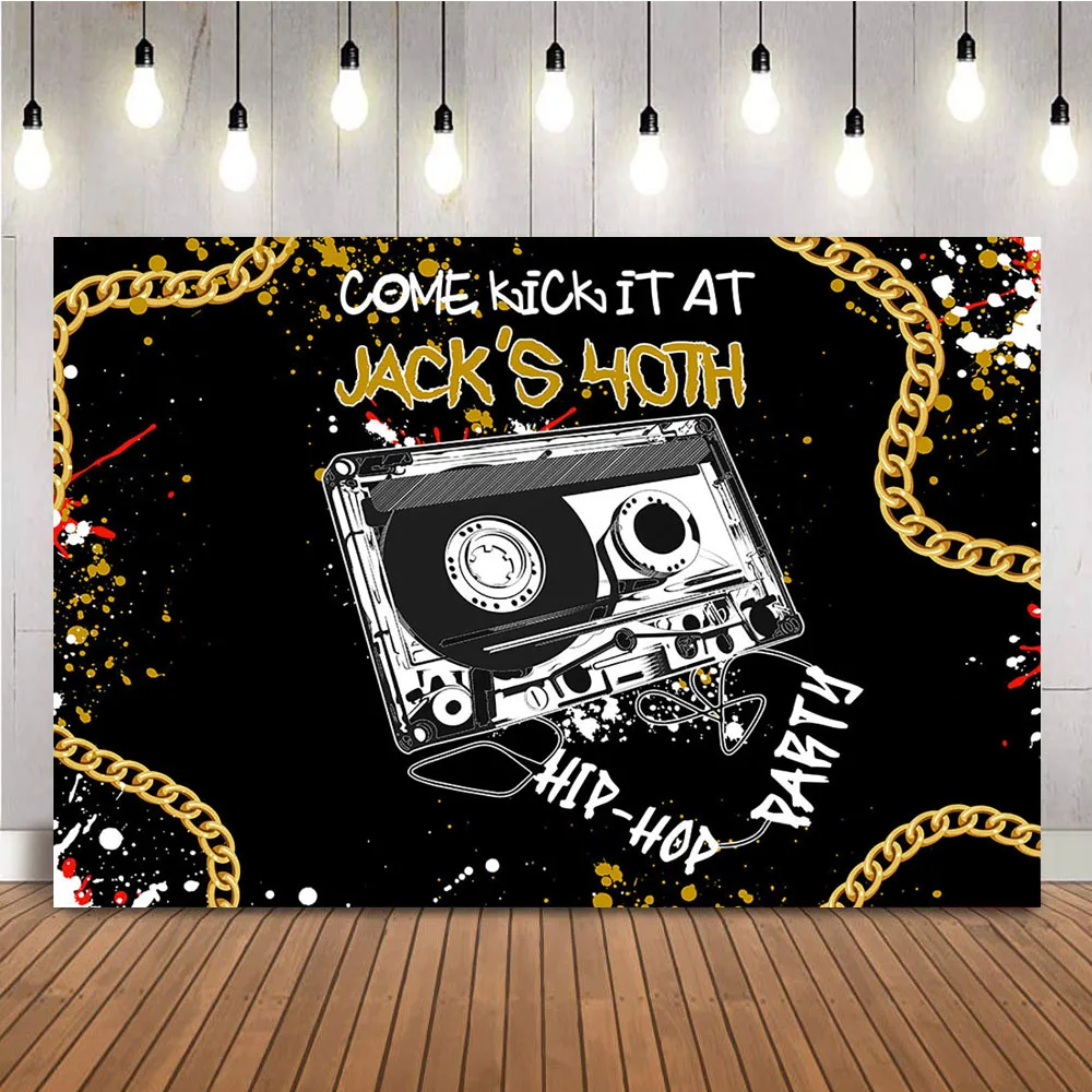 

Adult Birthday Hip Hop Photo Backdrop Customize Name Any Age Man Birthday Party Decoration Background Retro 80s 90s Graffiti