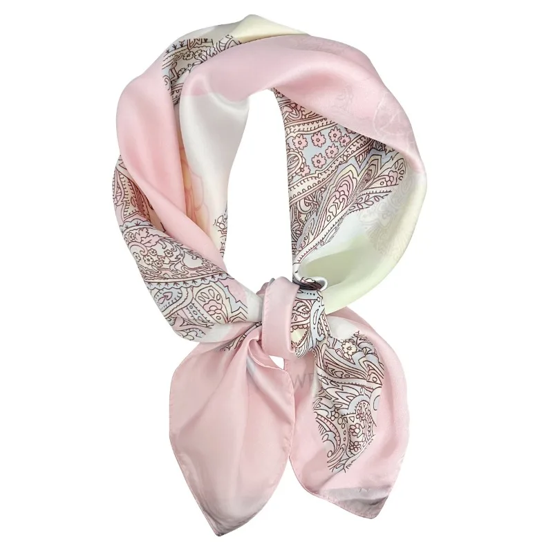 1pcs Cashew Flower Rose Pattern Silk Scarf Women\'s Simulated Silk Fresh and Elegant Versatile Fashion Decorative Square Scarf