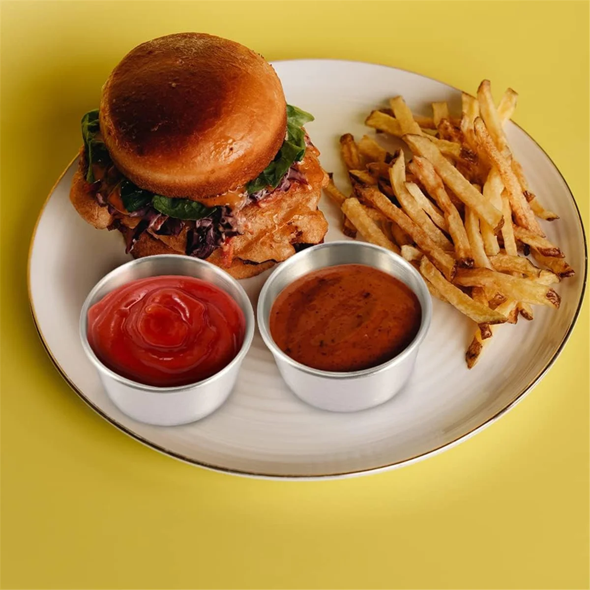 Ramekin mangkuk saus, mangkuk saus Mini untuk pesta rumah restoran (perak 12 buah 70ml)