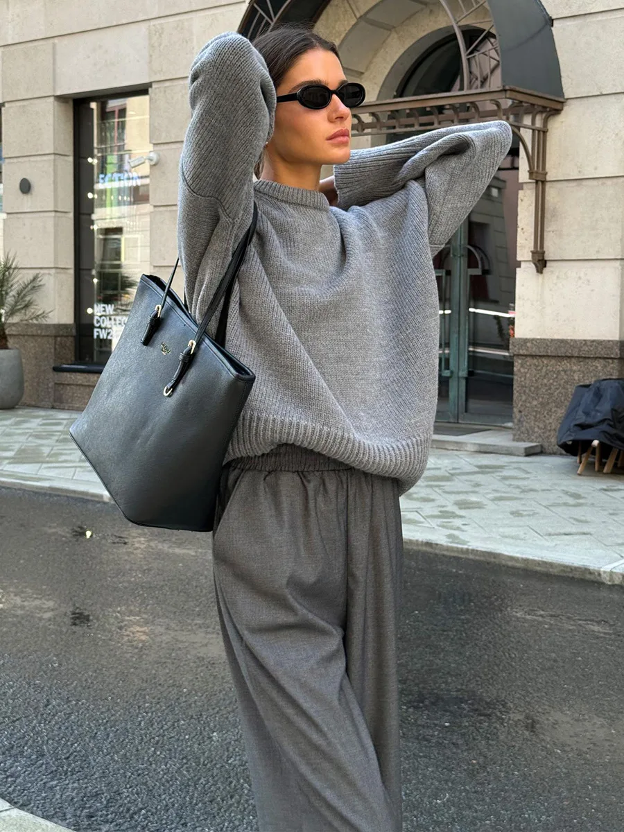 Women\'s Oversize Sweater Winter Vintage Knitted Gray Sweater Pullover Women Soft Warm Jumpers for Women Fashion Knitwear 2024