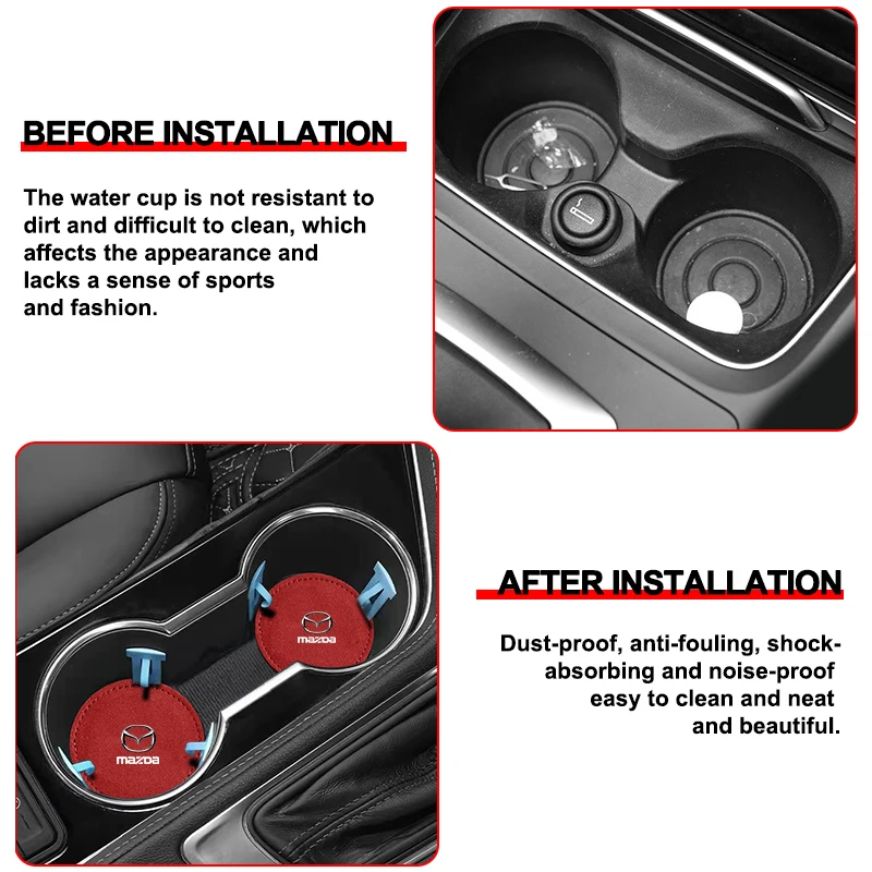 سيارة كوستر حامل مكافحة زلة كأس جلد حصيرة حصيرة السيارات شارة منصات لمازدا 3 5 6 CX-3 CX-4 CX-5 CX-7 CX-9 Axela 6 RX8 7 MX3 MX5 #6