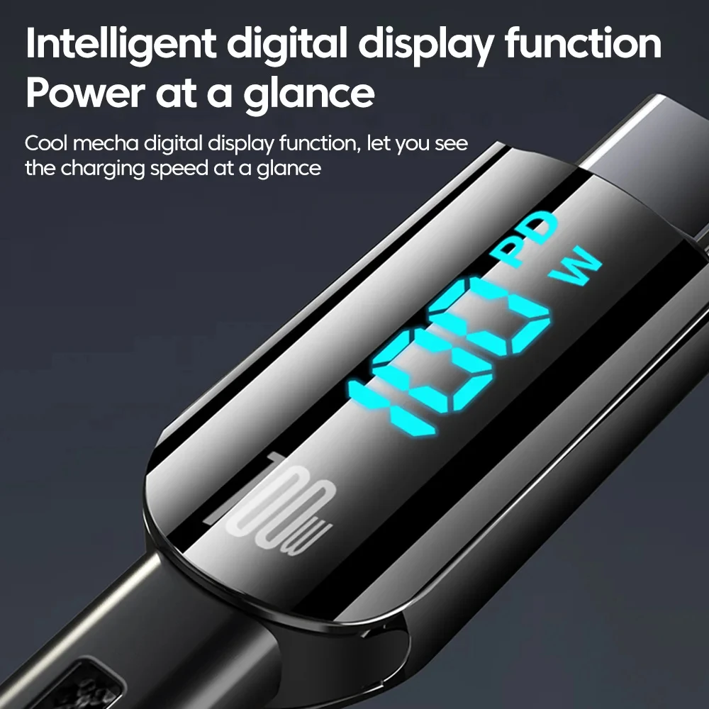 NNBILI 100W Type C Cable for iPhone 15 Fast Charging Digital Display USB C to USB C Cable for Samsung Huawei Xiaomi Data Cord