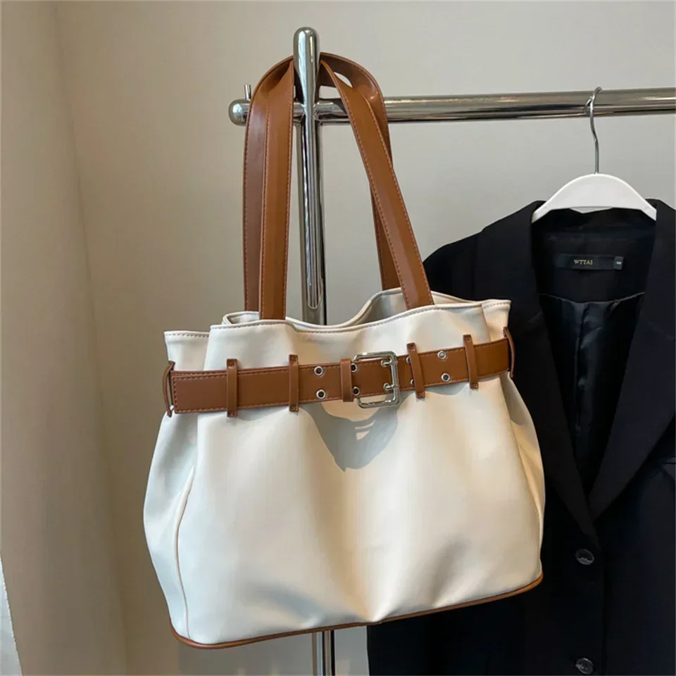 

Women Shoulder Bags with Inner Pockets High Quality PU Handbag Magnetic Closure Hobo Bag Belt Buckle Daily Bag Shopping Work Bag