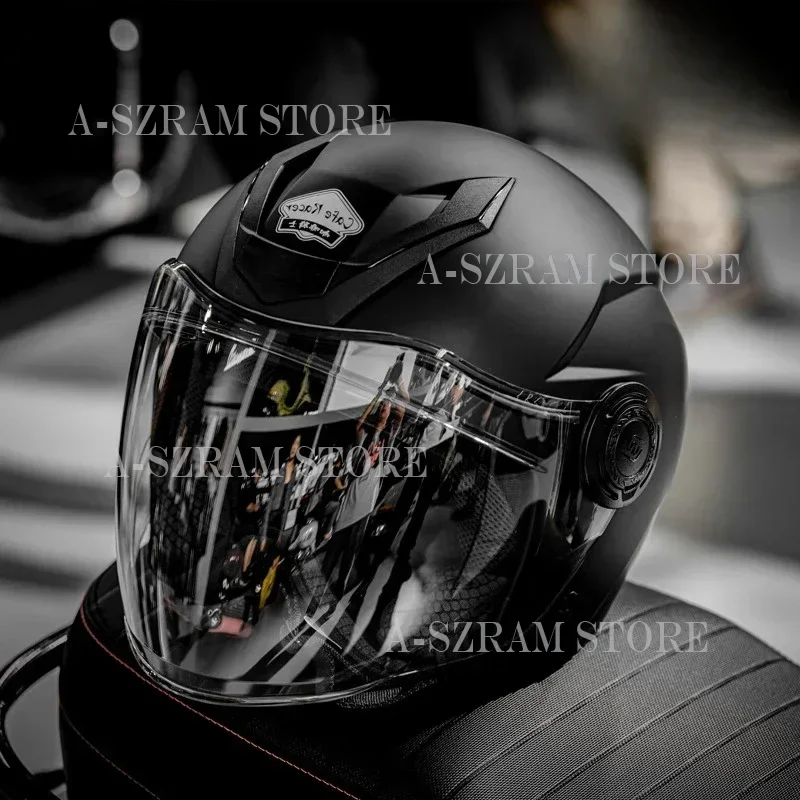 

Knight Motorcycle Half Helmet 3/4 Helmet Men and Women Double Lens 3C Motorcycle Helmet Capacete Cascos