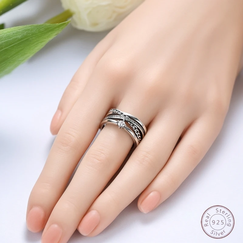 New 925 Sterling Silver Fashion Multi-layer Rings Simple Women Ring For Birthday Party Jewelry Anniversary Fine Jewelry Gifts