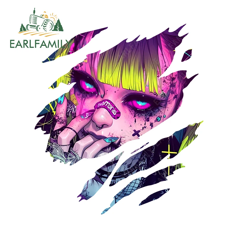 

EARLFAMILY Наклейки на автомобиль в стиле готического аниме «Суккуб», привлекательные графические стикеры «Вайфу», наклейки на крышку топливного бака JDM, виниловые аксессуары для автомобиля, DIY