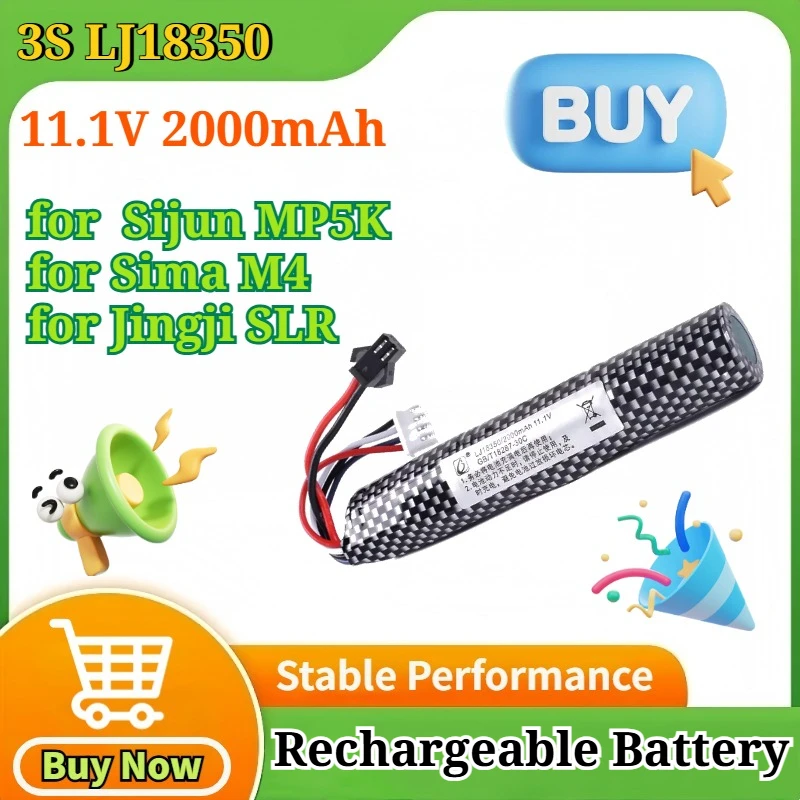

3S LJ18350 11.1V 2000mAh Li-ion Battery for Sijun SM/XT30/Tamiya Plug with Airsoft Gel Water Bead Blaster Rechargeable Batteries