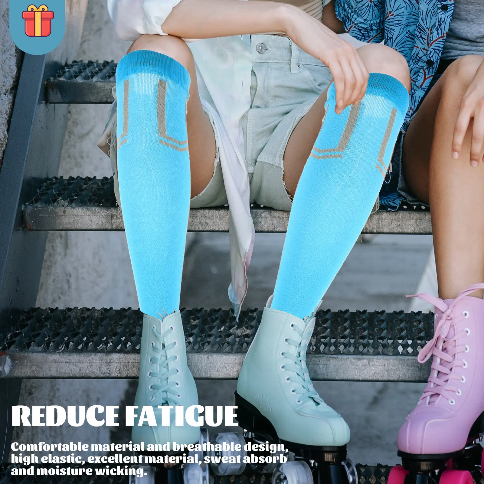 

1 Pair Compression Socks High Elastic Breathable Nylon Sports Stockings Sweat Absorbing Comfortable Calf Socks Outdoor Sports