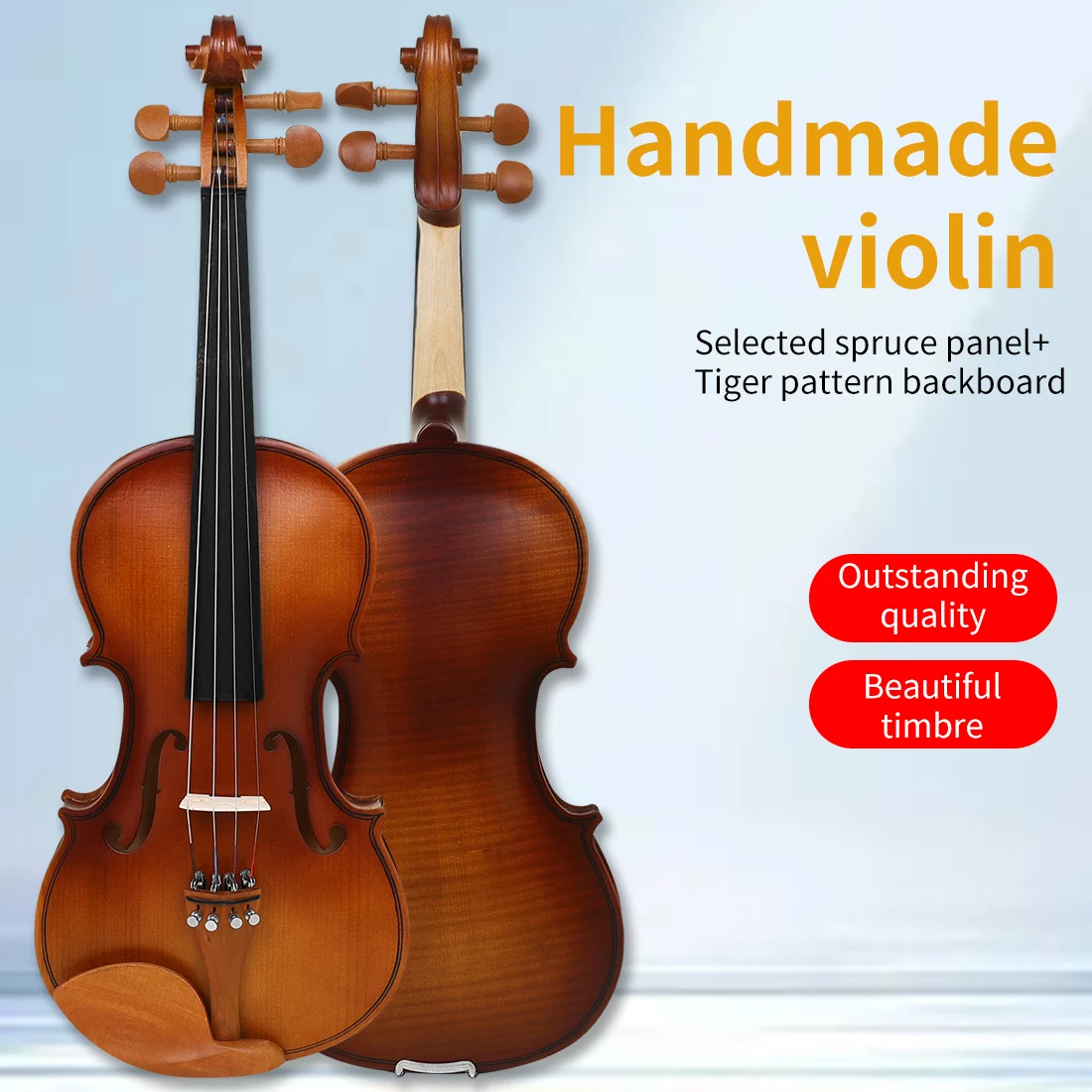 IRIN 4/4 Violin Basswood Tiger Pattern Plywood Jujube Wood Parts Violin Suitable For Beginners Violin Set String Instrument