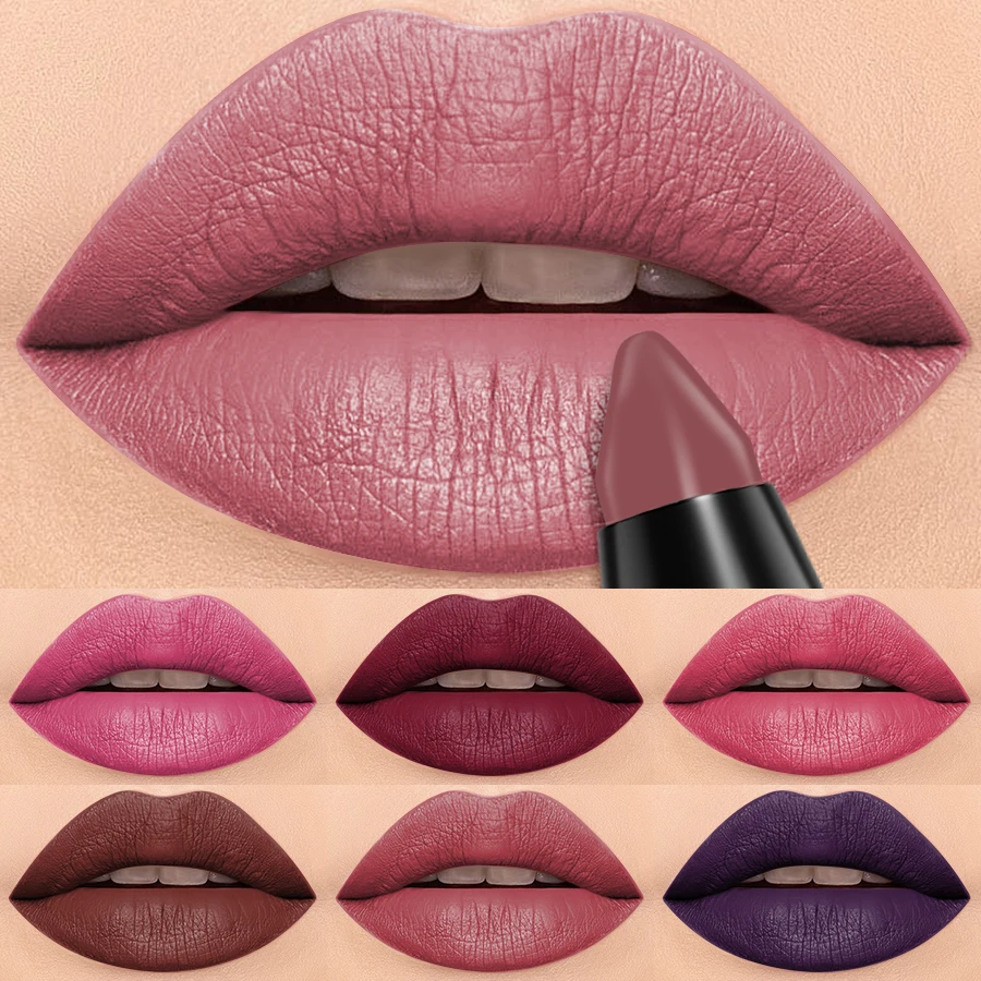 15 Colors 1PC Lipstick Matte Velvet Finish Smooth Lip Liner Pen Long Lasting Lips Korean Makeup Pink Brown Lip Tints Cosmetics