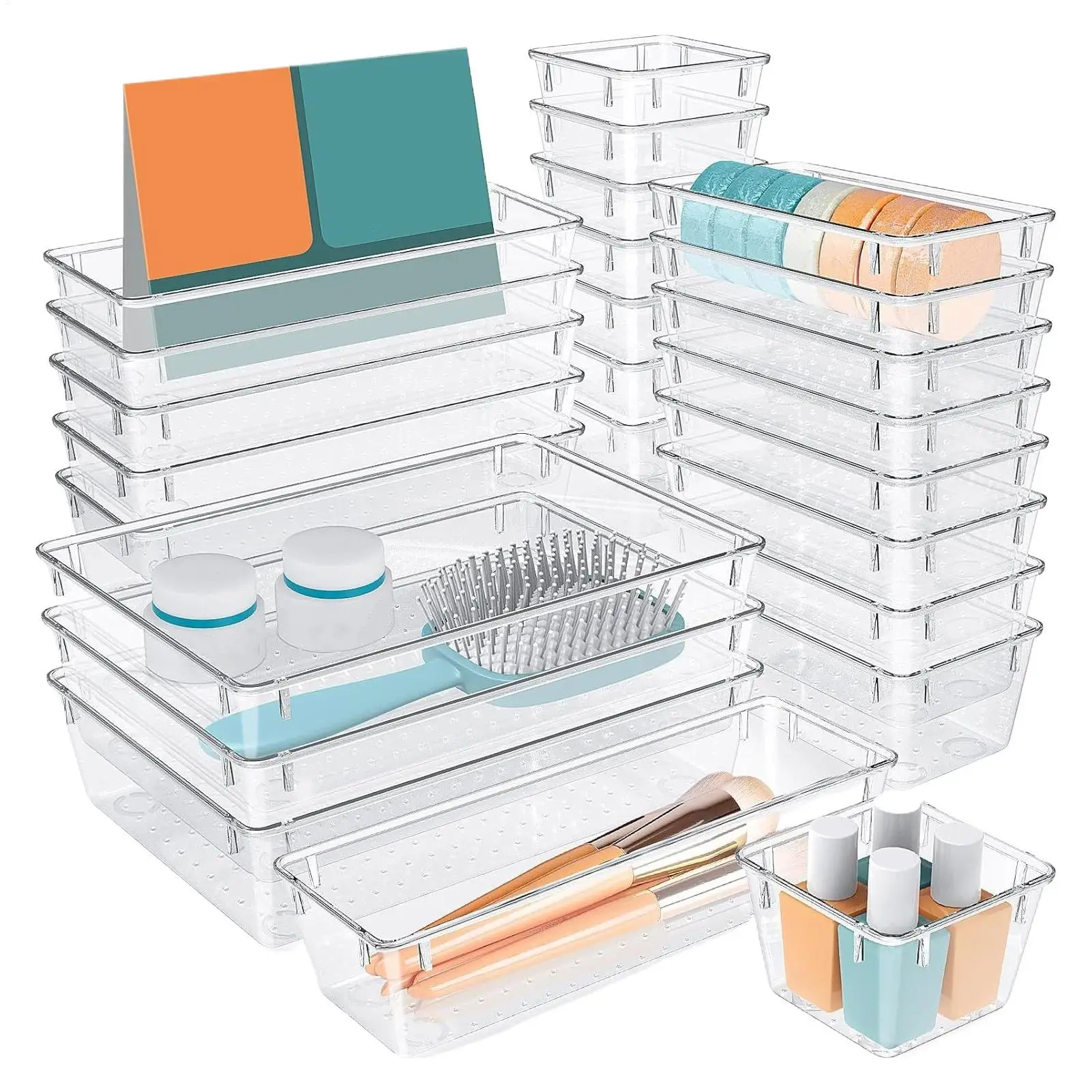 

Bathroom Drawer Organizer Clear Drawer Organizers Dividers Set 25 Pieces Dividers Storage Bins 4 Sizes Holder Box For Kitchen