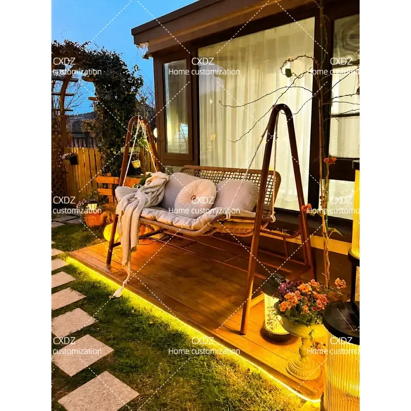 Outdoor Double Hammock Swing Chair for Courtyard Villa Balcony Garden Hanging Rocking Seat Two Person Relaxation Furniture