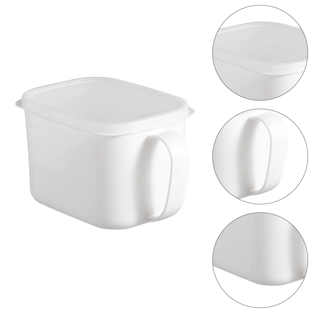

2 Pcs Freezers Storage Box with Handle Fridge Food Can Pasta Container Cereal Organizer White Dry
