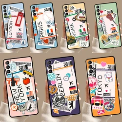 Travel Boarding Pass Tokyo Case For Samsung Galaxy S24 Ultra S23 S22 S21 S20 FE Note 20 S8 S9 S10 Note 10 Plus Cover