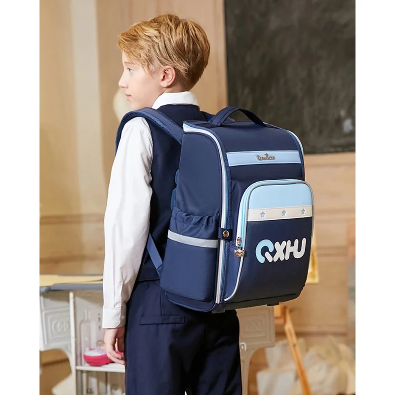 Grade 1-6 Children British Style Large Capacity PU Backpacks New Primary Girl Boy Waterproof Fashion Schoolbags for Students Hot