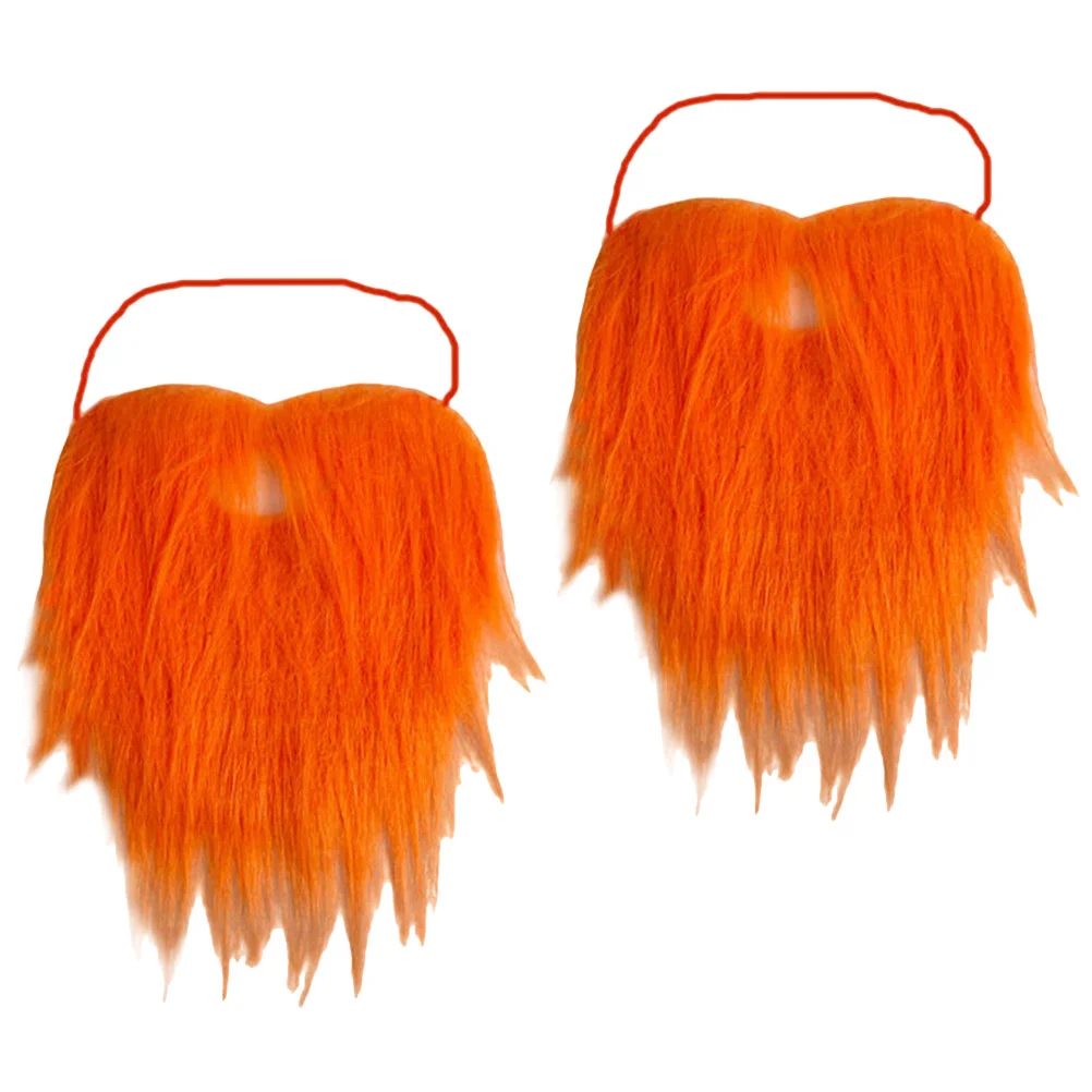 

2 Pcs Prom Party Beard Fake Decorative Mustache Creative Man Ornament Set Dancing Flannel Child