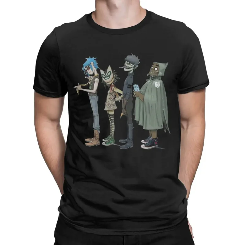 Gorillaz T- Men casual cotton tee o neck short sleeve t shirt big size clothes