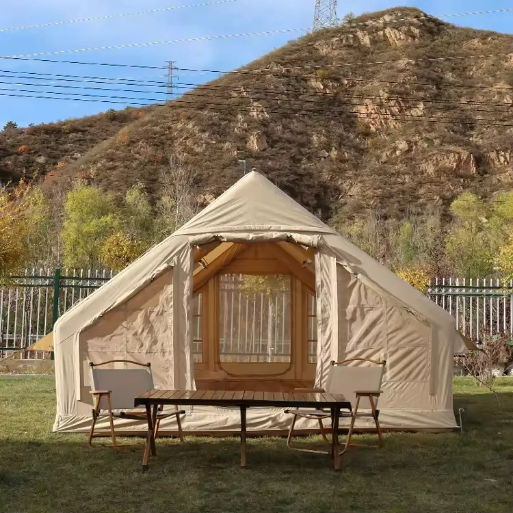 Inflatable 4 Season Camping Tent, Extended One Bedroom Cotton Fabric Party Outdoor Event Tent for RV Glamping Family