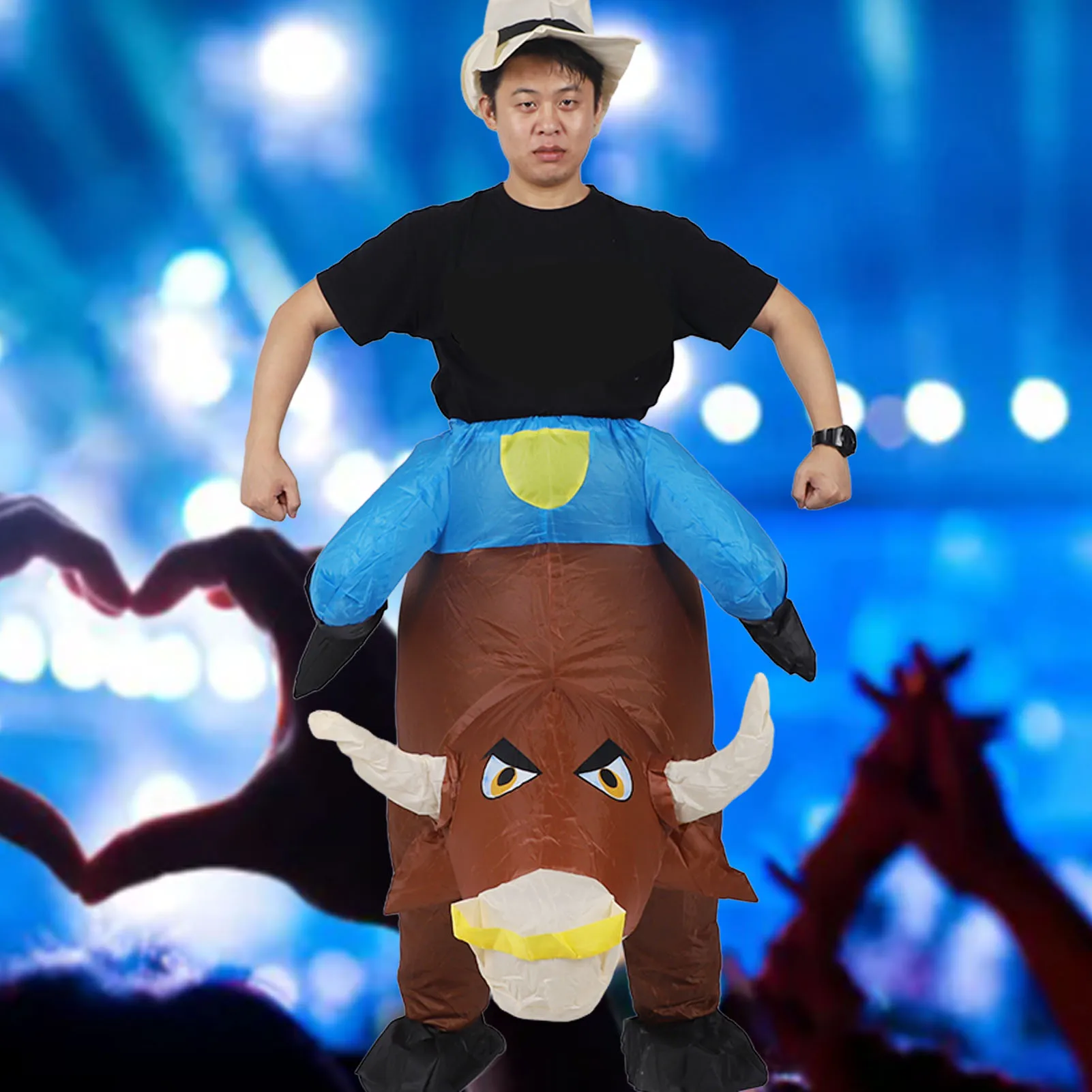 

Inflatable Bull Costume Ride On Costume Efficient Inflation Comfortable Elastic Bands with Blower for Adults for Halloween