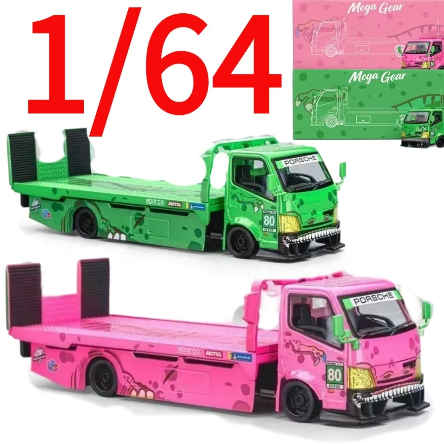 mg-diecast-1-64-modele-de-voiture-de-dinosaure-avec-remorque-a-plateau-entierement-ouverte-vert-rose-vehicules-mg-play-modeles-de-voitures-de-collection-jouets-pour-garcons-cadeau