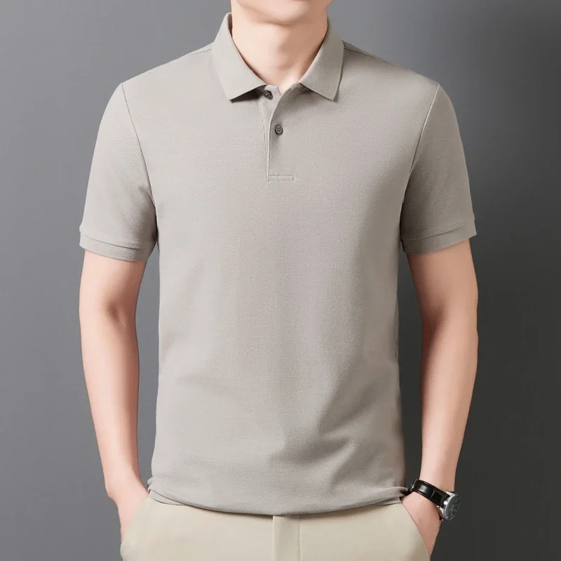 

Mercerized Cotton Luxury Polo Shirt For Men Short Sleeve Solid Summer New Quality Smooth Comfortable 19 Colors Camisas De Hombre