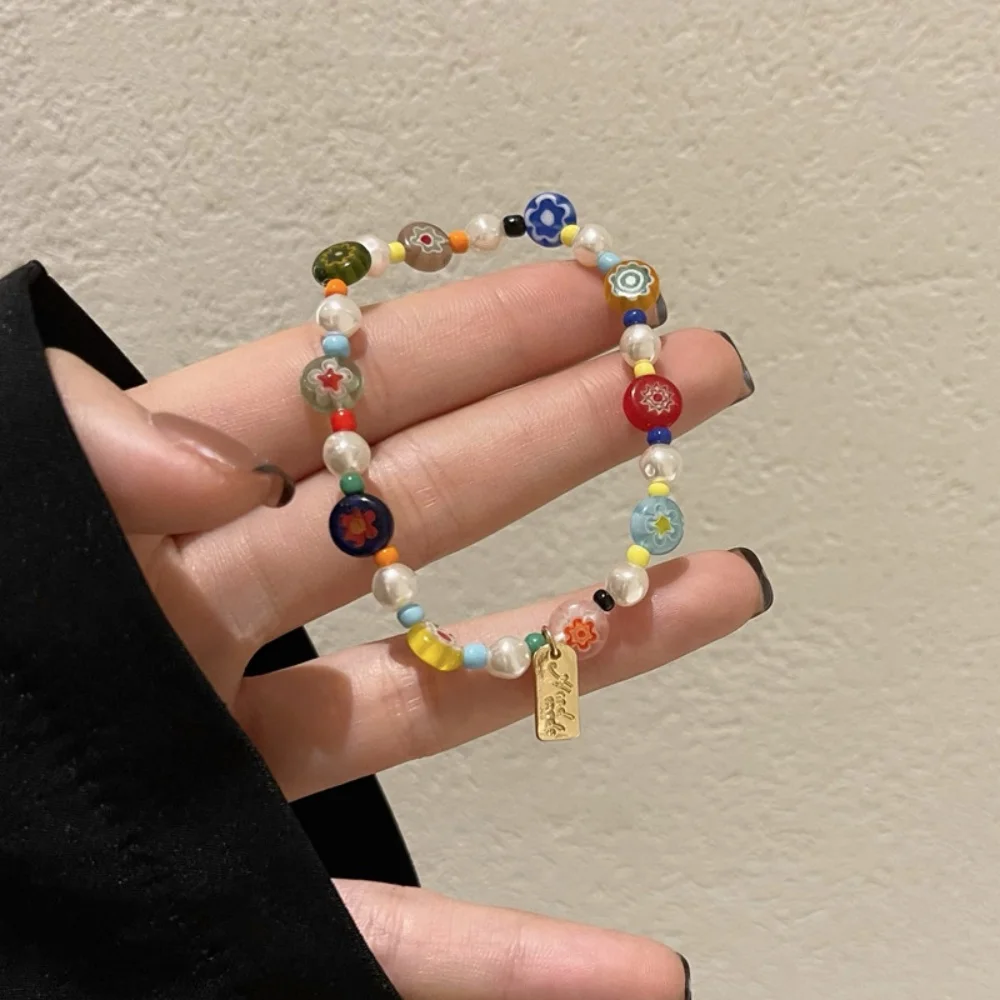 Summer retro fashion candy colored bracelet, suitable for high-end personalized birthday jewelry accessories for women and girls