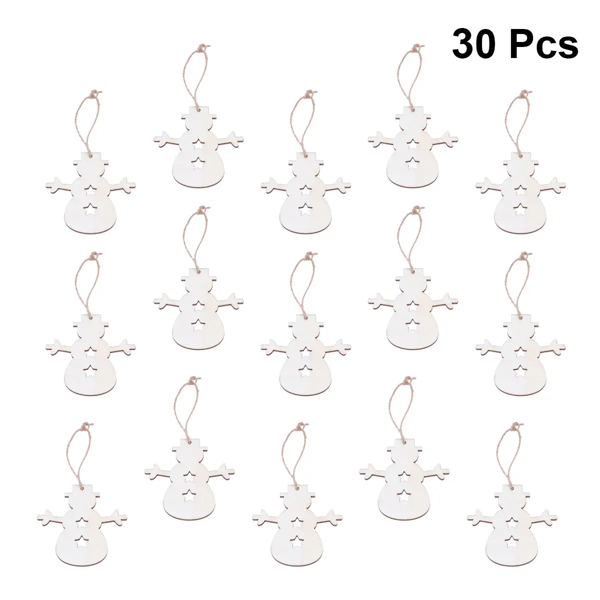 

30pcs Wooden Christmas Pendants Blank Diy Painting Tags Xmas Hanging Ornaments Decor Snowman Design Wood Christmas Pendants For