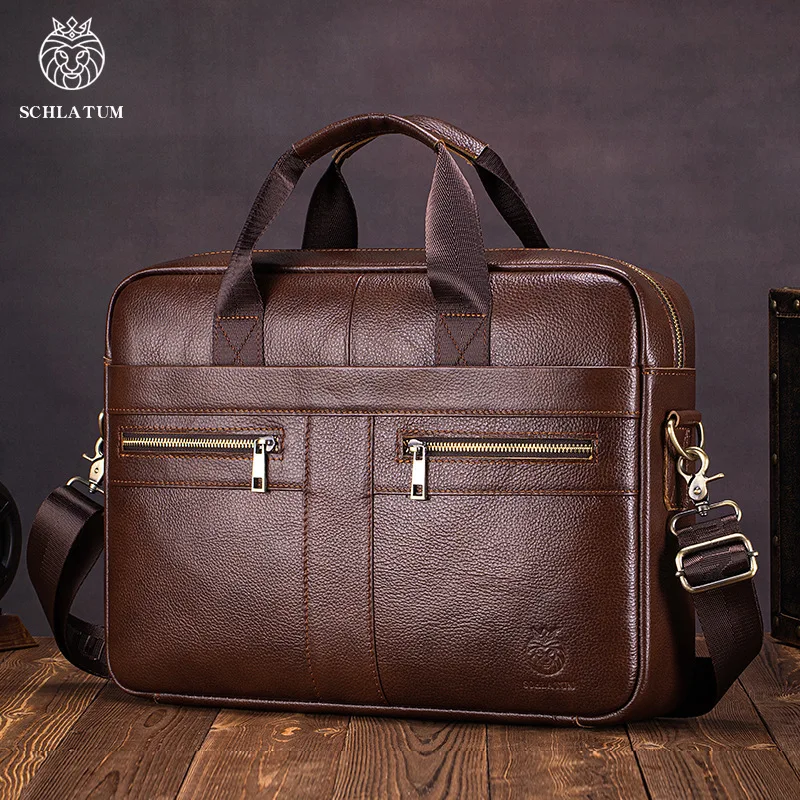 Men's genuine leather briefcase for computer storage, top layer cowhide business large-capacity crossbody handbag
