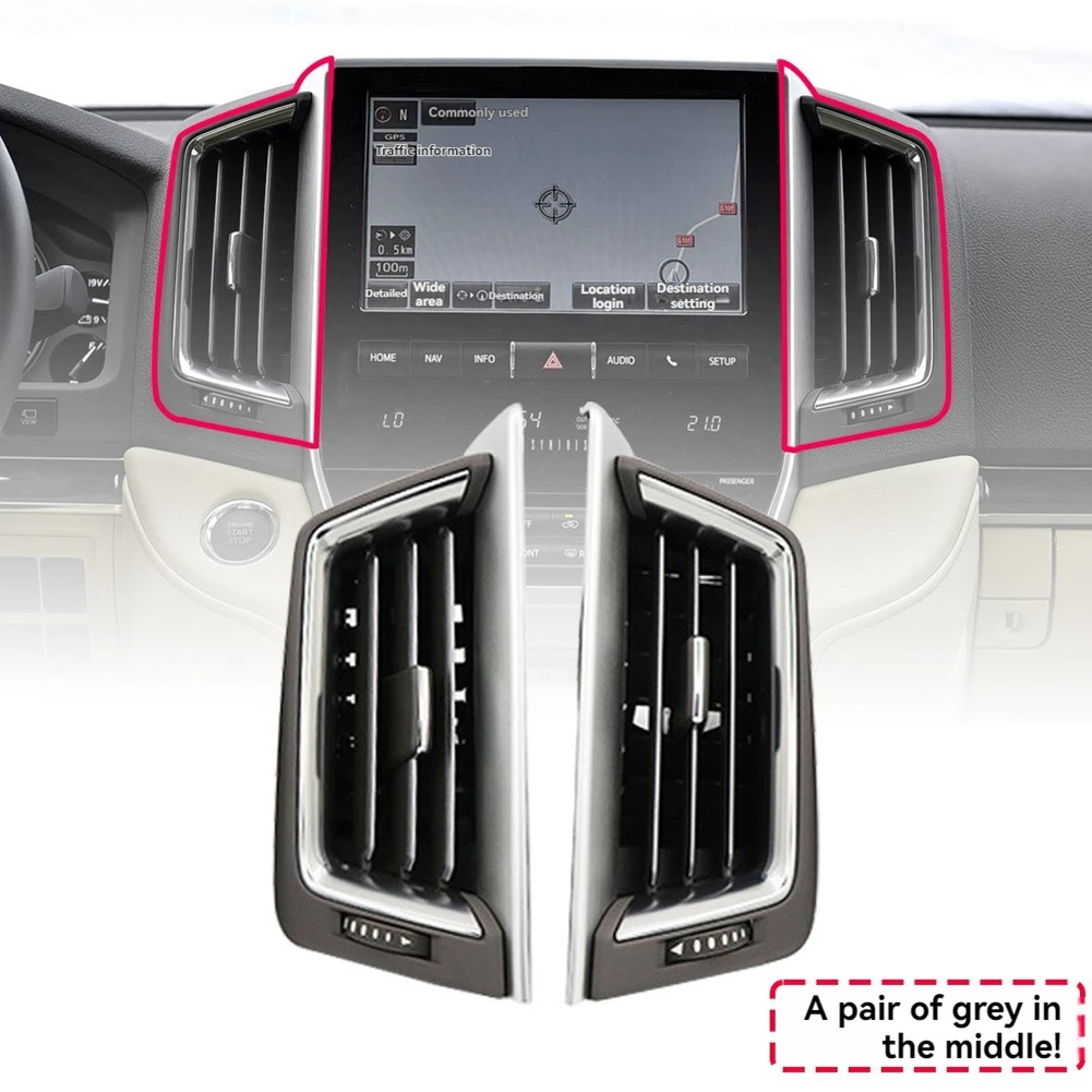 Car Vents Center A/C Dash Air Vent Assembly Console Outlet Insert Frame For Toyota Land Cruiser 200 LC200 16-20 Grey
