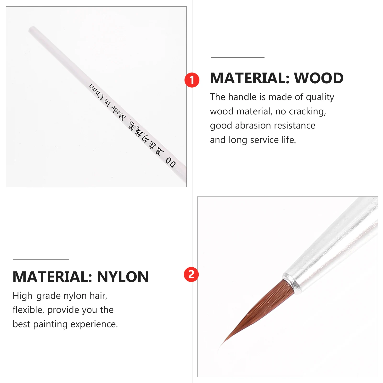 100 قطعة من فرش الطلاء التفصيلي للأظافر بألوان مائية من الأكريليك الزيتي، شعر نايلون عالي الجودة، أداء سلس، مقبض خشبي واسع #1