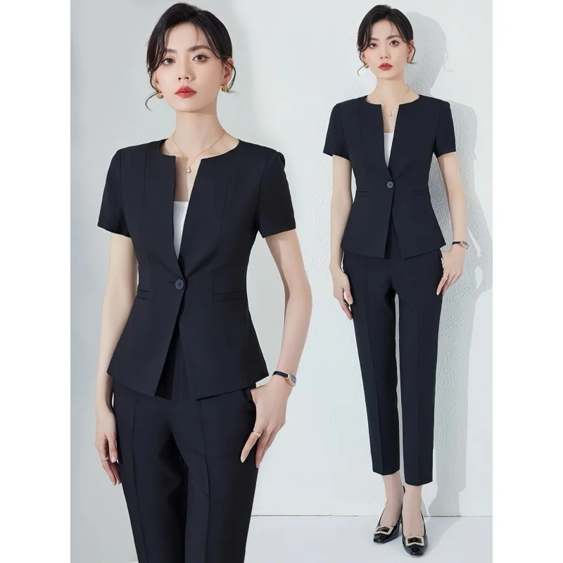 

Short Sleeve Business Suit Women's Summer Fashion Beauty Salon Workwear High-End Pavilion of Regimen Hotel Receptionist Uniform