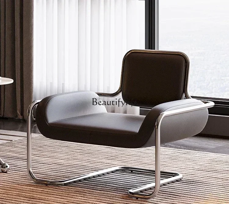 

D06Medieval Bauhaus style leisure chair stainless steel special-shaped convex chair modern light luxury