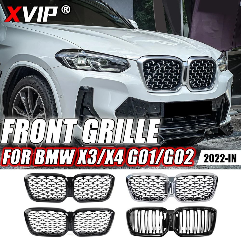 XVIP Matt Sztrájktörő Kontra Osztóvonal stílusú bejárati Versenyzés grilles számára BMW X3 G01 X4 G02 2022-IN Króm Sztrájktörő Káró stílusú Rendfőnök grills